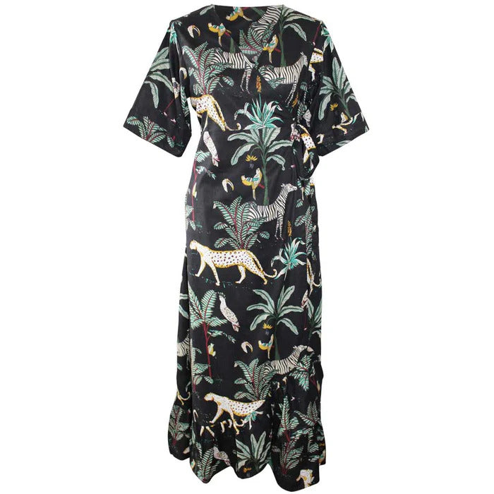 Fern's Safari At Night Print Cotton Shirt Dress
