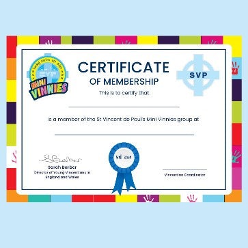 Mini Vinnie Certificate (Pack of 10)