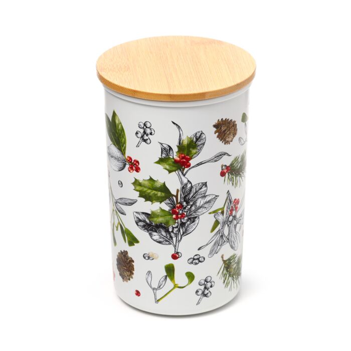 Christmas Winter Botanicals RPET & Bamboo Storage Jar