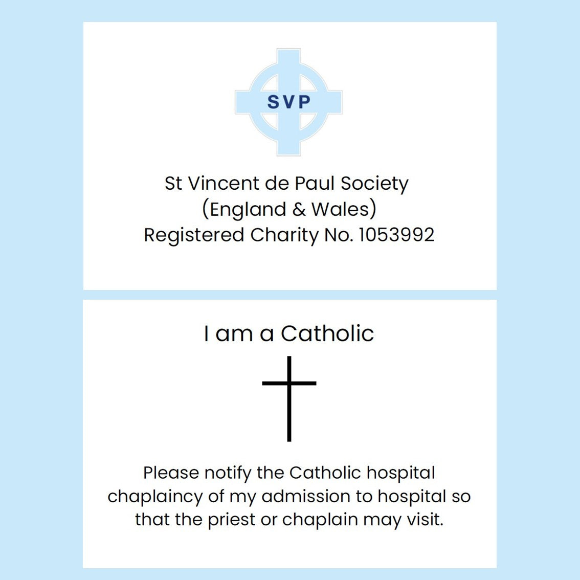 SVP Hospital notification cards (Pack of 25)