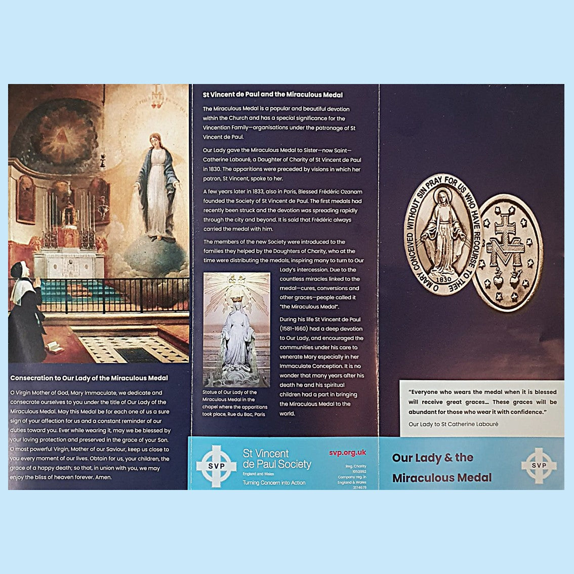 Silver Miraculous Medals with Leaflets.