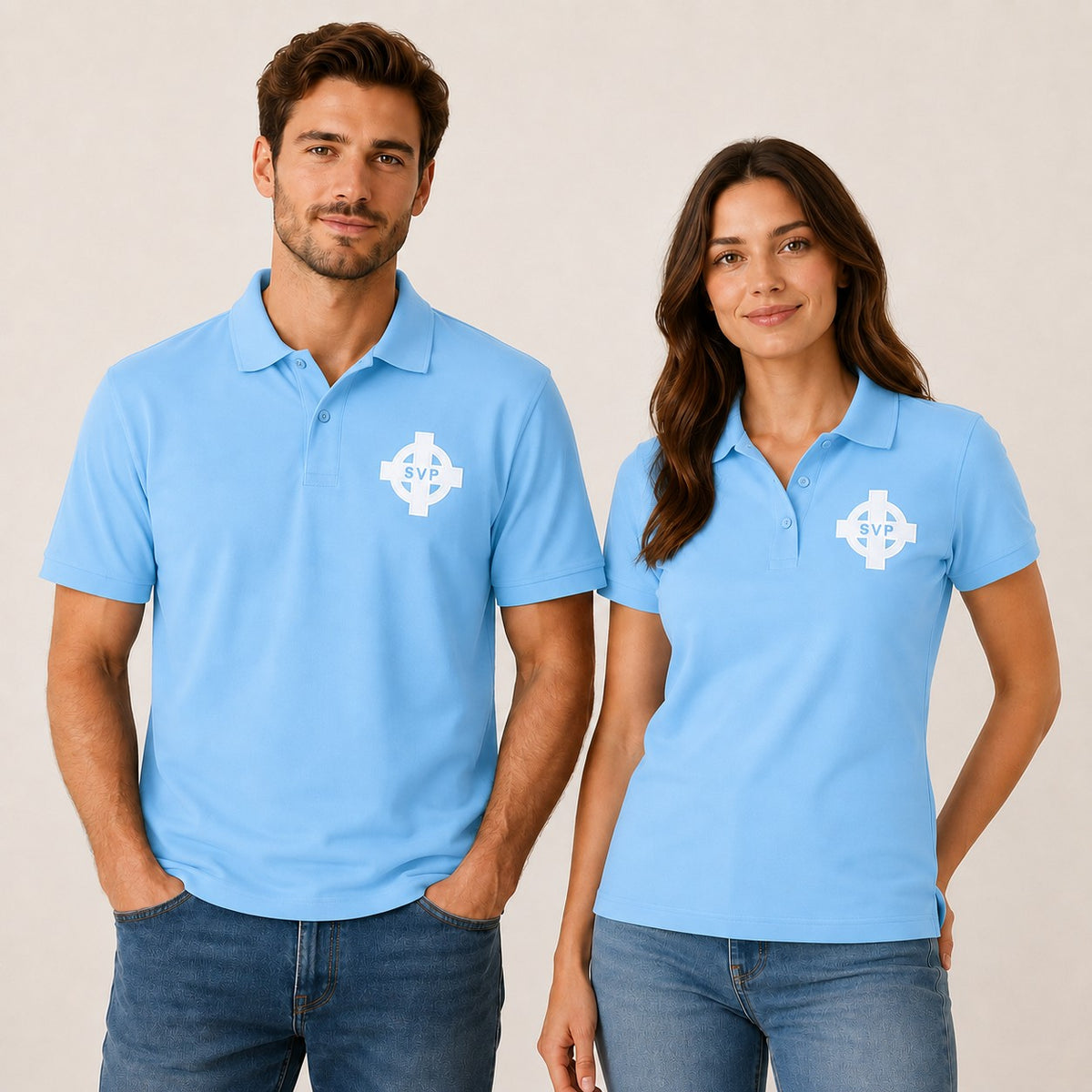 SVP Branded unisex sky blue Polo Shirt