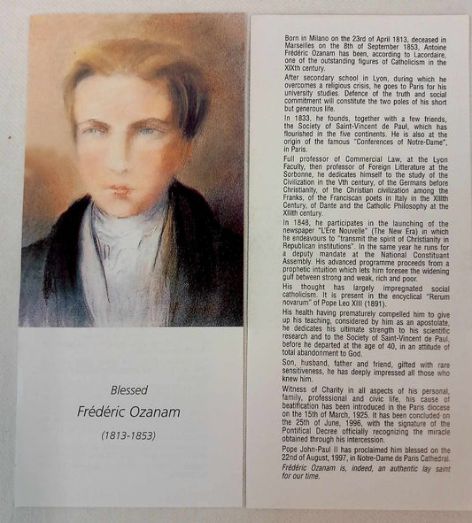 Blessed Frederic Ozanam - Biography leaflet.