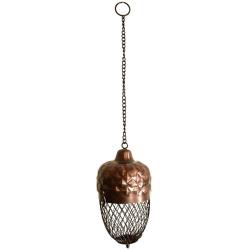 Hanging brass acorn bird feeder