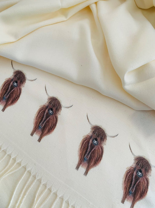 Highland Cows by Lucy Hay - Cashmere blend 30%