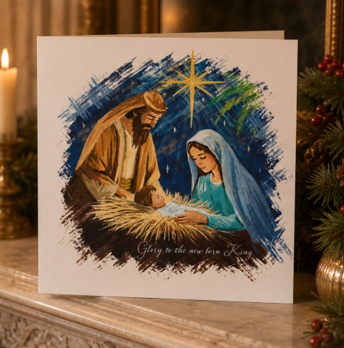 2026 Christmas card 'Away in a Manger'.