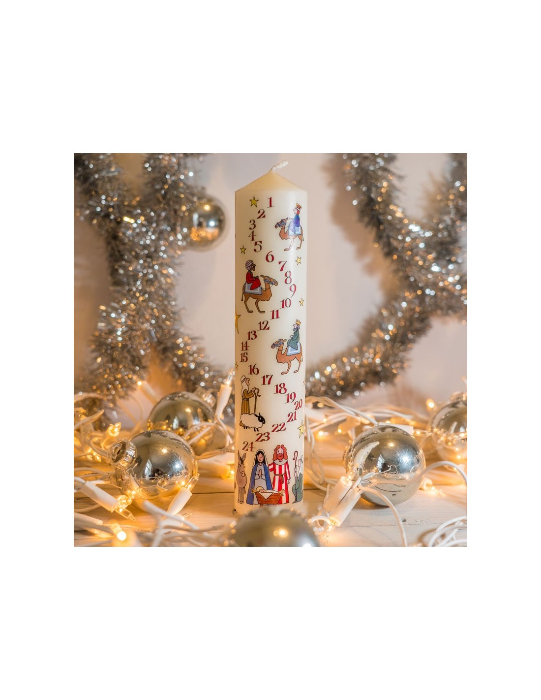 Nativity Advent Pillar Candle