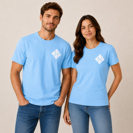 SVP Branded unisex sky blue round neck T-Shirt